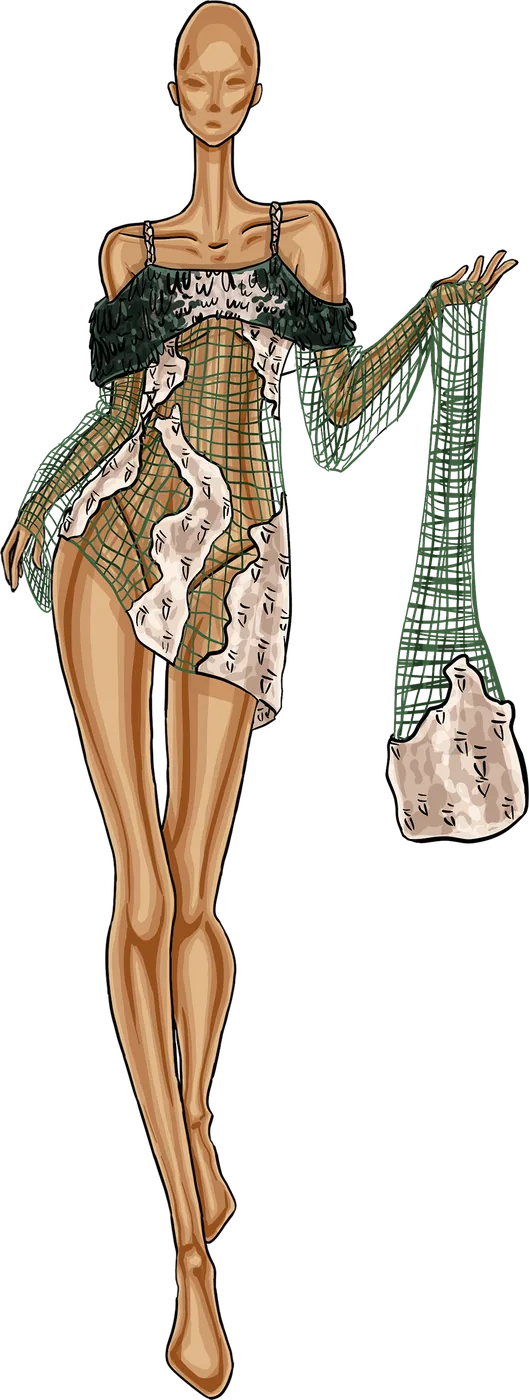 Fashion illustration of the knitted garment