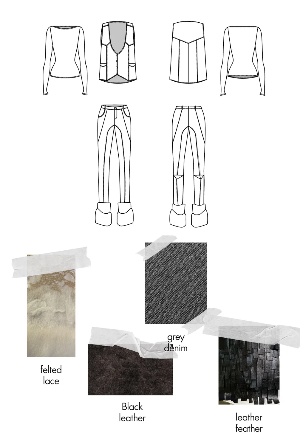 Horse Running in the Mountains, flats and material swatches