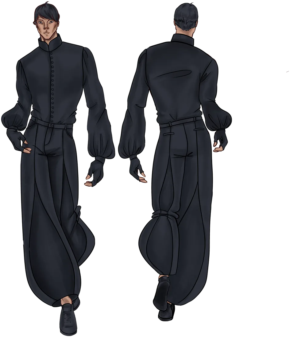 Silentium look 1, front and back illustration