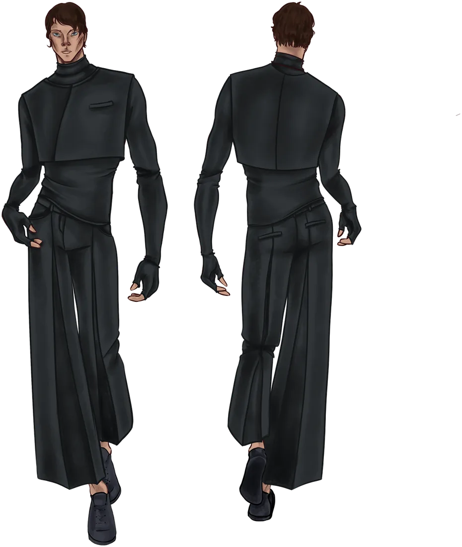 Silentium look 4, front and back illustration