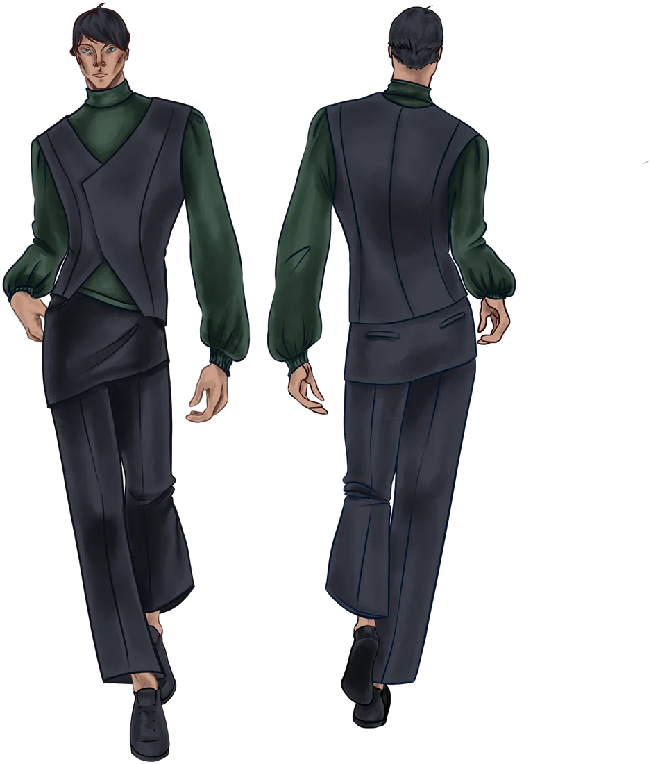 Silentium look 6, front and back illustration