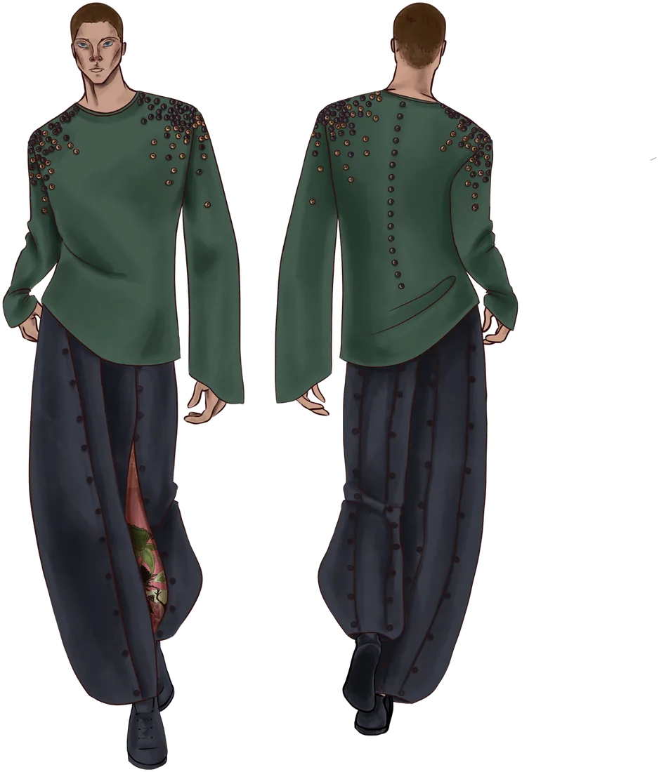 Silentium look 18, front and back illustration
