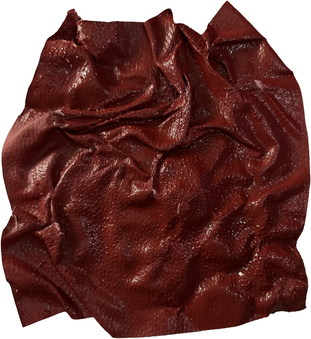 Crumpled melted red leather