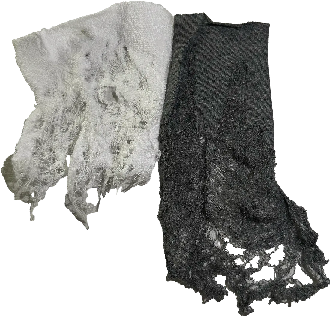 Destroyed white and black lace